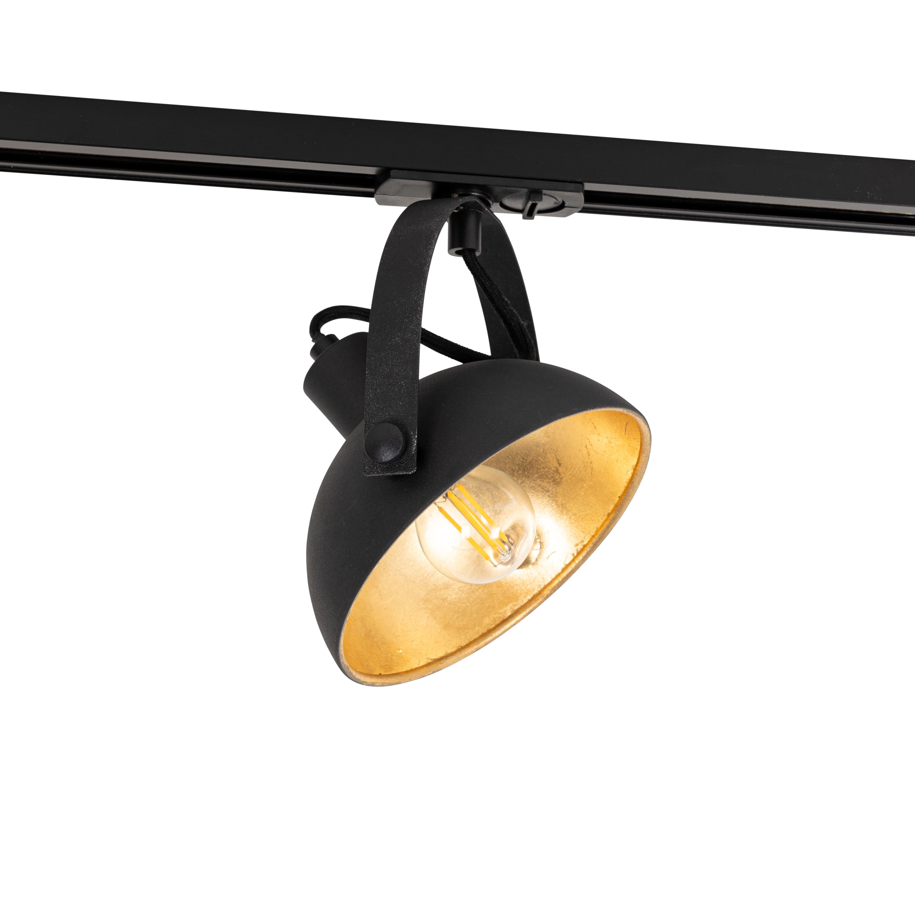 Industriële 1-fase railspot zwart met gouden binnenkant - Iconic Magnax