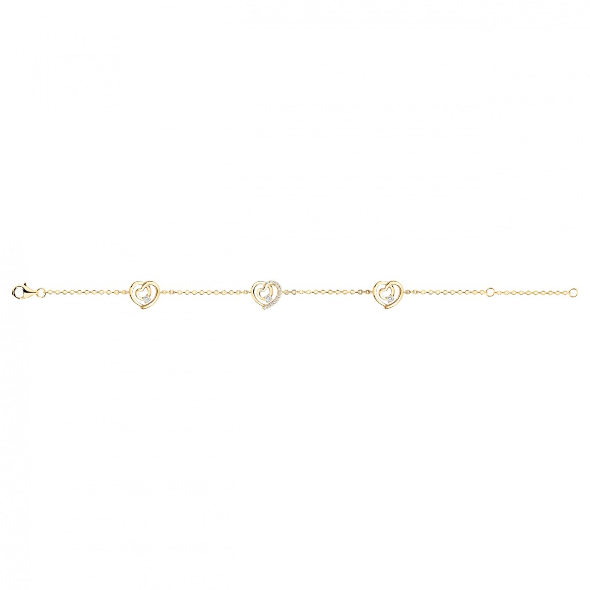 Bracelet souple en Plaqué Or avec oxyde de zirconium blanc