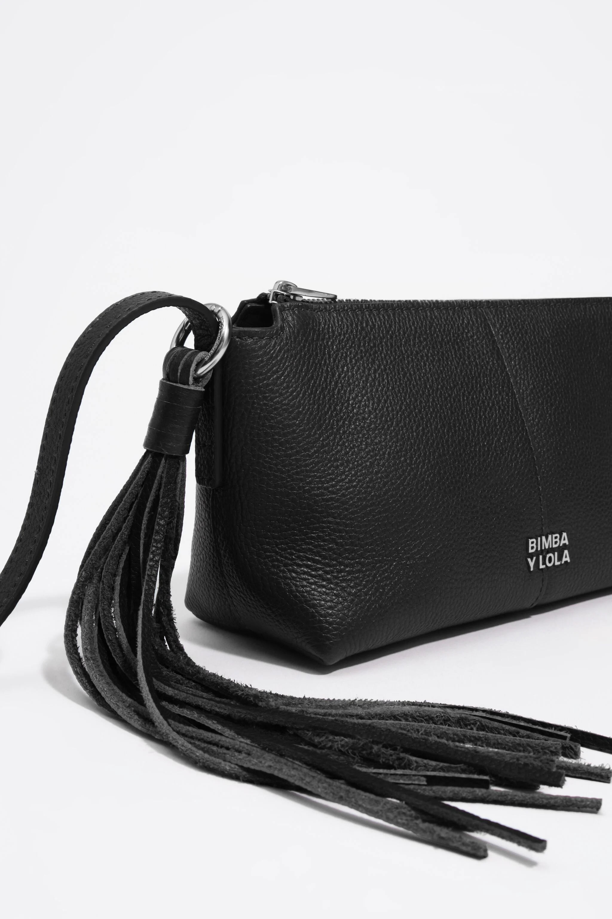 Bolsa transversal mini de couro preto