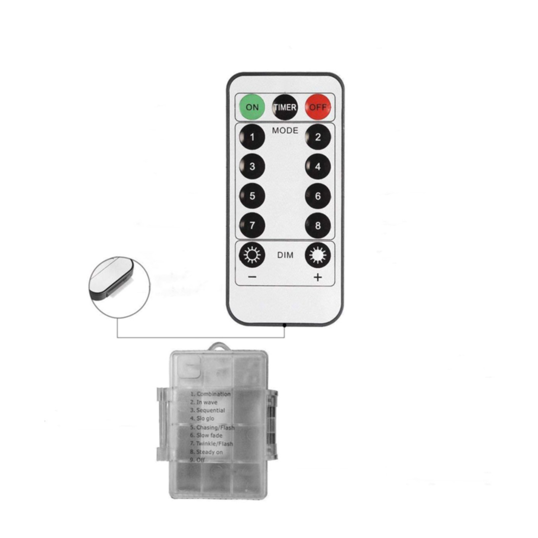 (5.5m) 20 LED's Deko Lichterkette Glocken Beleuchtung 8 Modi   Fernbedienung (Batteriebetrieben) - Bunt