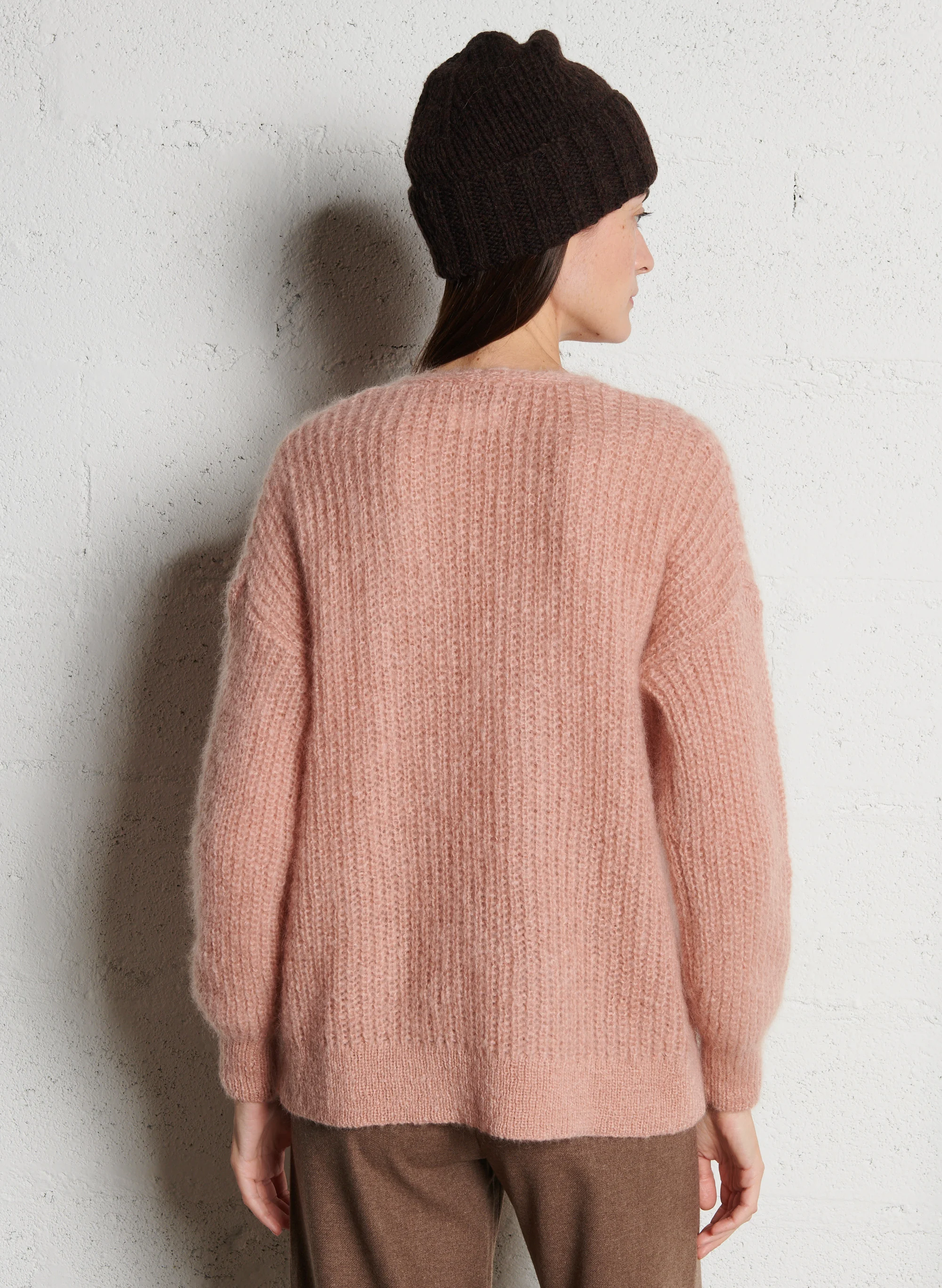 CHARLIE - Pull col V en laine mélangée | Rose