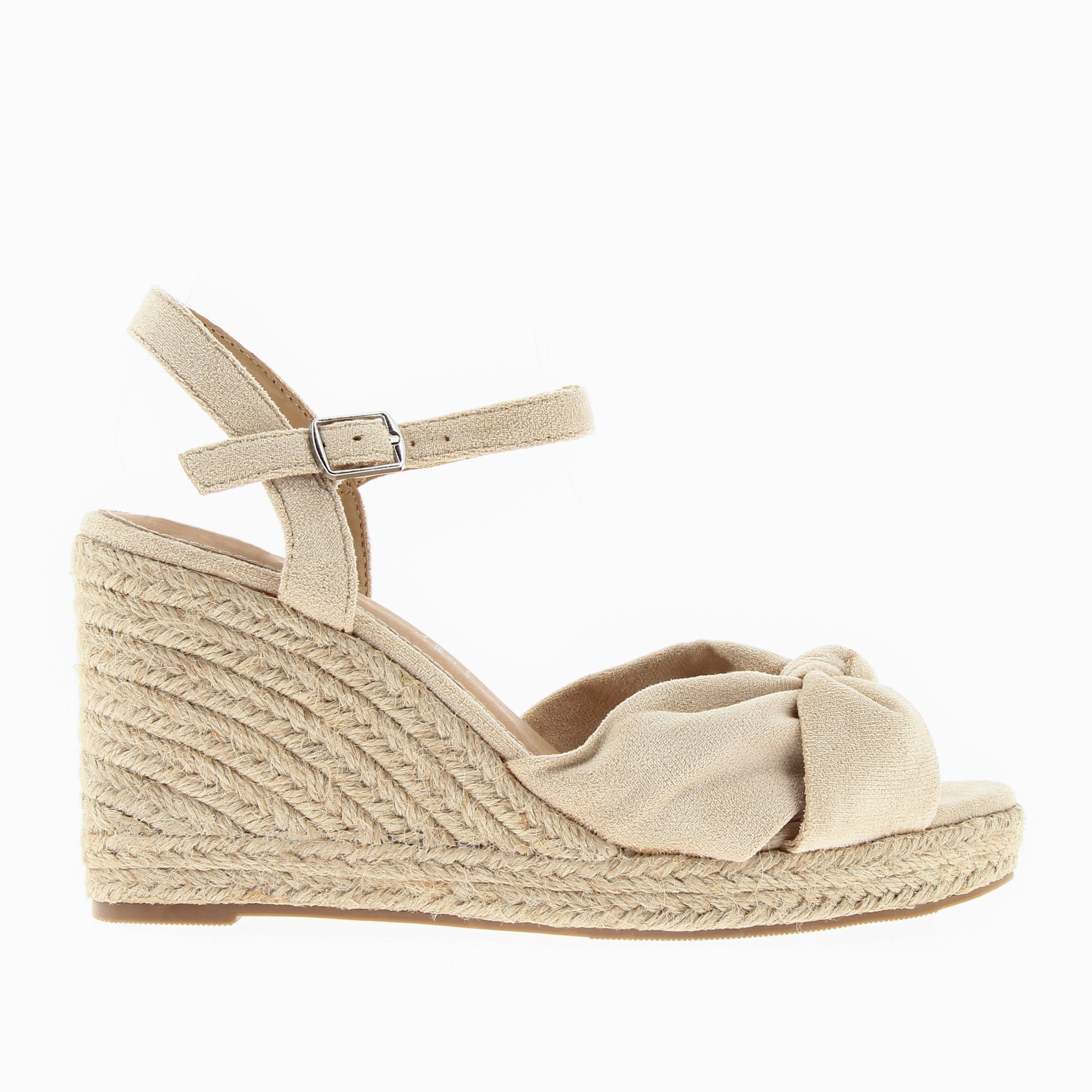 Sandales à talon, Compensées-Sandales compensées nouées Zoëlla beige clair