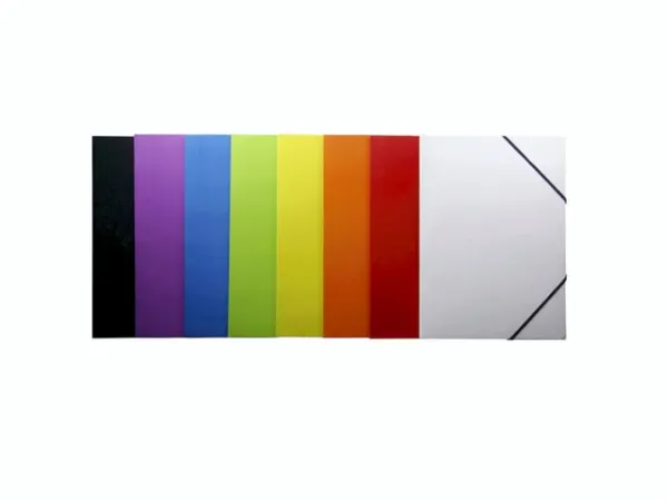 Elastikmappe Q-Line A4 hvid m/3 klapper & elastik blank - (10 stk.)