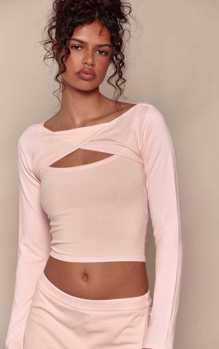 Rose Cardigan Cache-cœur En Maille Fine Avec Détails De Finitions Contrastées