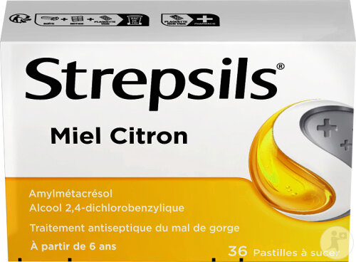 Strepsils Miel Citron Traitement Antiseptique Du Mal De Gorge 36 Pastilles À Sucer