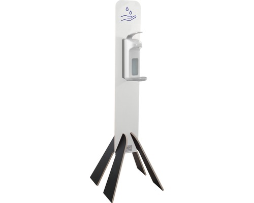 Hygiënestation desinfectiestandaard van hout, lichtgrijs, 140 cm, inclusief 1 l desinfectiemiddeldispenser
