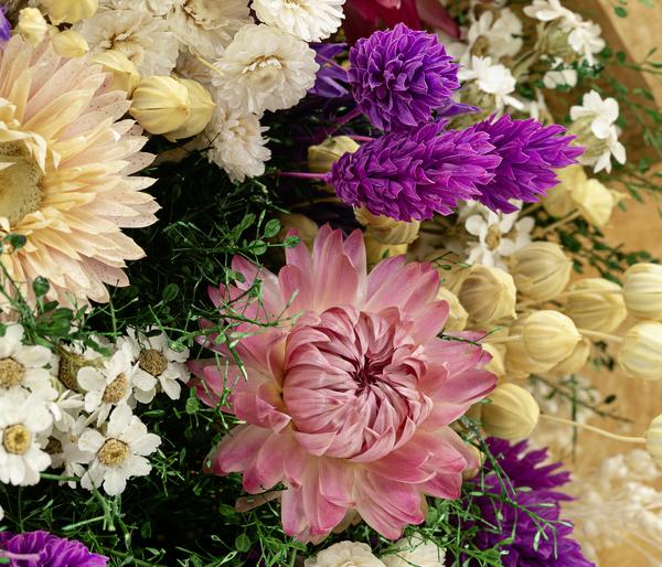 Trockenblumenbouquet Giardino, lila/natur