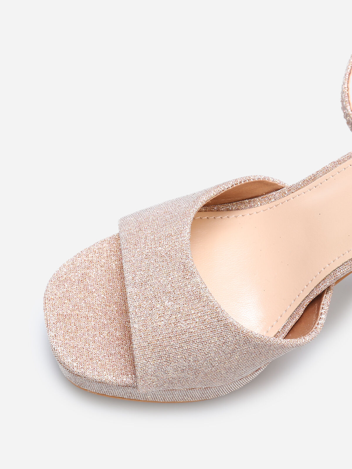 Sandales pailletées à talon haut- Doré rose