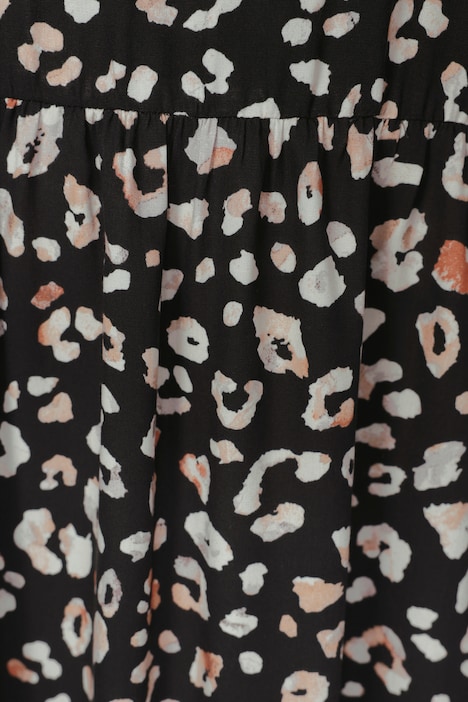 Maxikleid, Animalprint, Rundhals, 3/4-Ärmel mit Rüsche