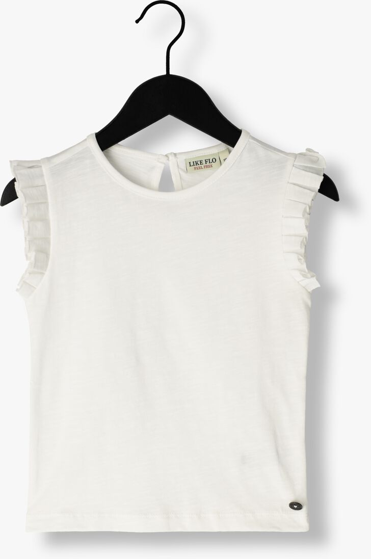 LIKE FLO gebroken wit like flo top slub tee ruffle shoulder