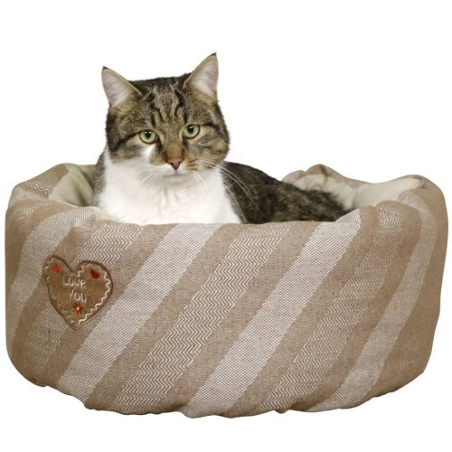 Cama Love You para cães de pequeno porte, bege
