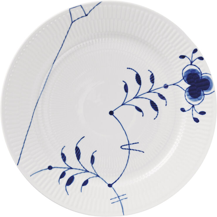 Royal Copenhagen Blå Mega Riflet tallerken Limited Edition, 27 cm. , Dekoration 9 Hvid