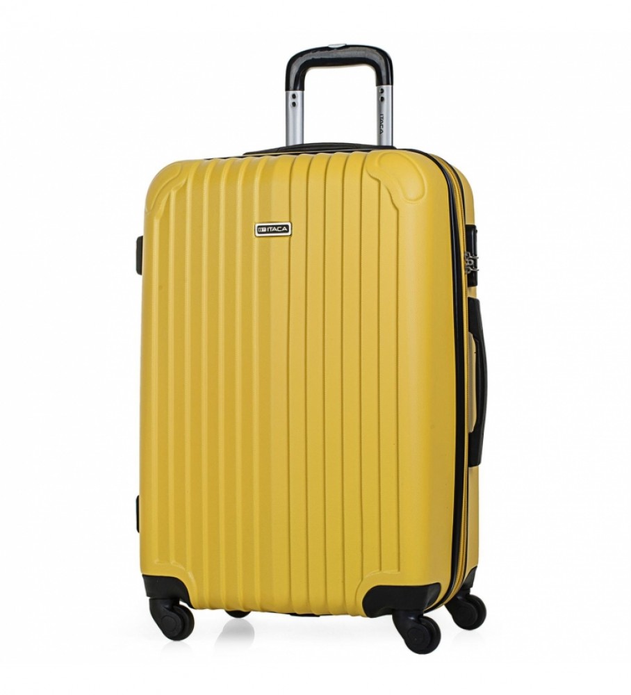 Mala rígida média com 4 rodas ITACA T71560 Mostarda - 66x41x27cm -