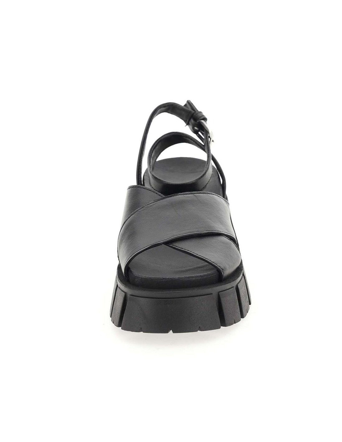 mjus sandales compensées femme kara cuir noir