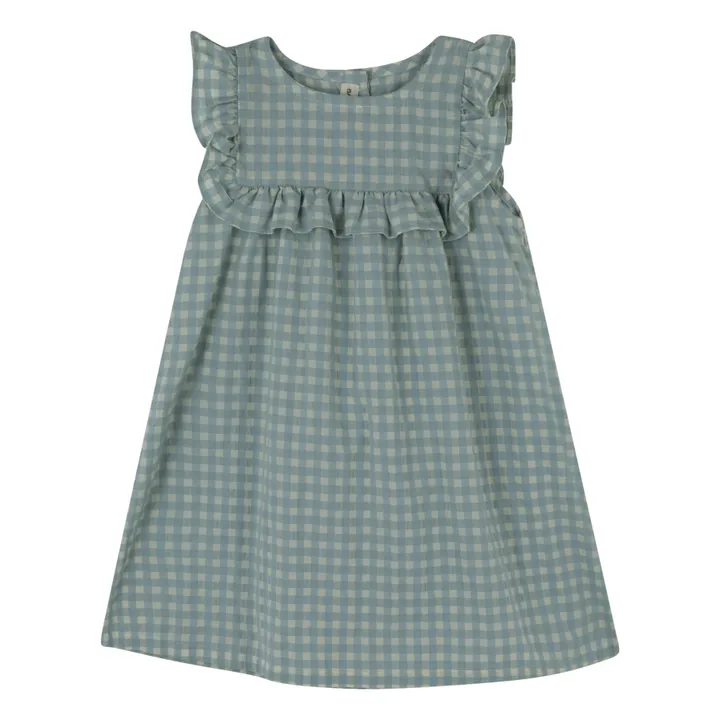 Babe & Tess Robe Vichy Volants Elena | Bleu Vert