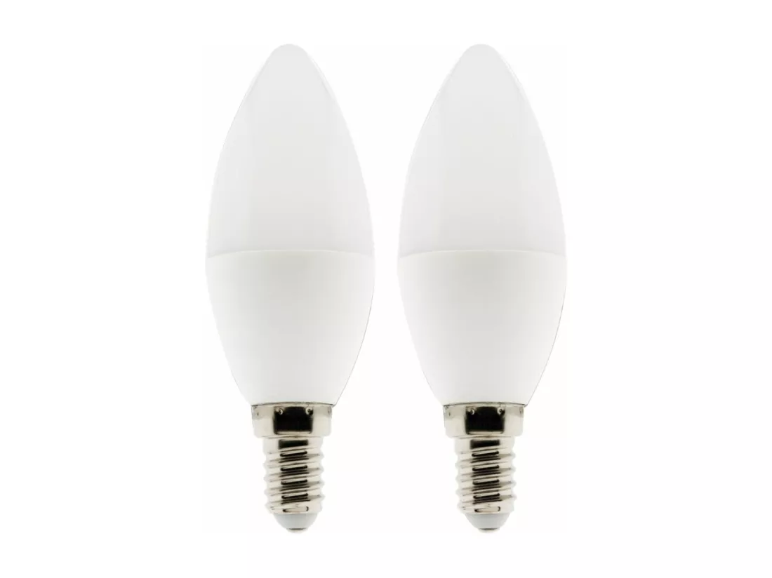 Lot de 2 ampoules flamme LED E14 - 5W - Blanc neutre - 400lm - 4000K - Elexity