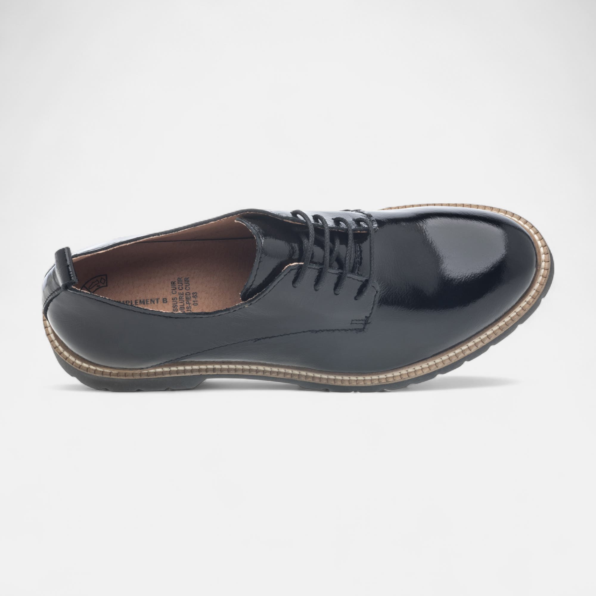 Derbies Femme en cuir noir vernis