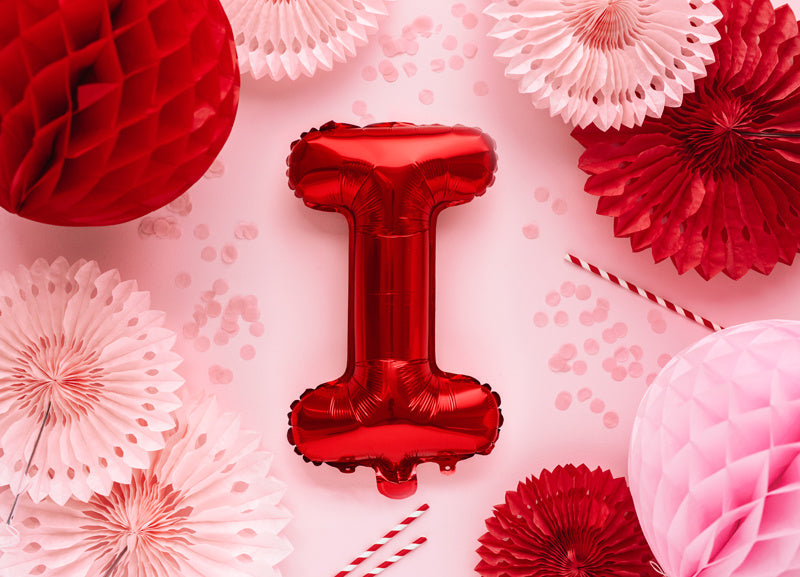 Folie Ballon Letter I Rood Leeg 35cm
