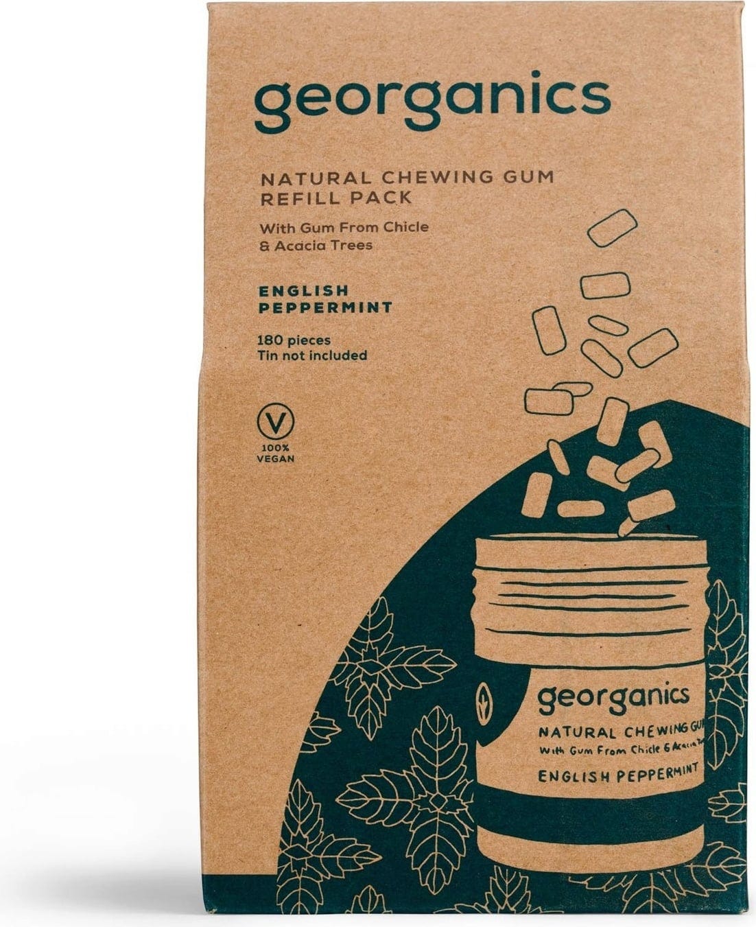 georganics  Natural Chewing Gum English Peppermint, 140 Stk