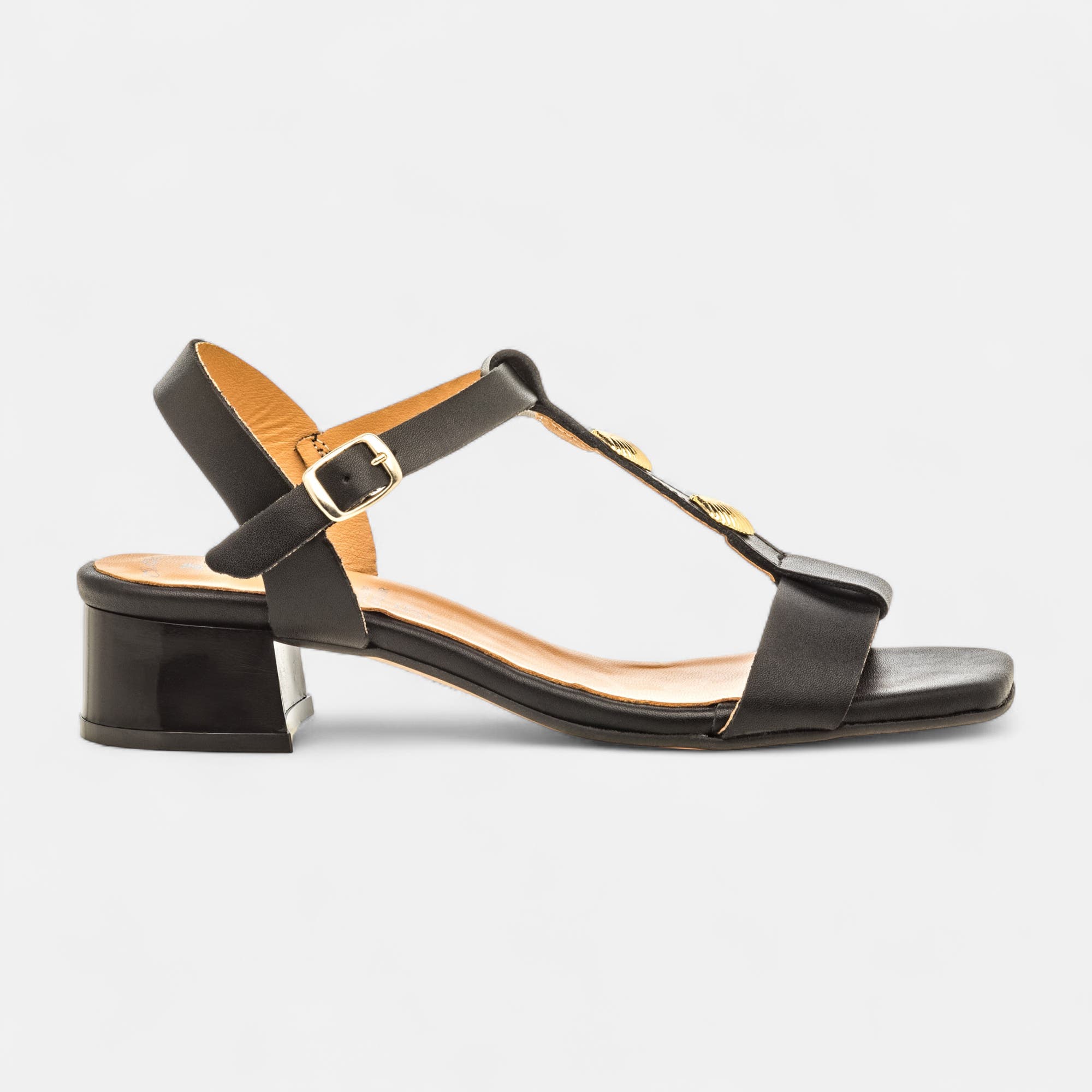 Nu-pieds Femme en cuir noir