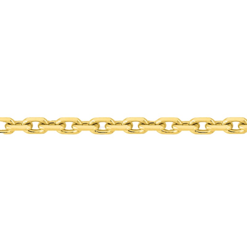 Chaîne mixte 40 cm - Maille Forçat diamanté - Or 18 Carats - Largeur 2.10 mm