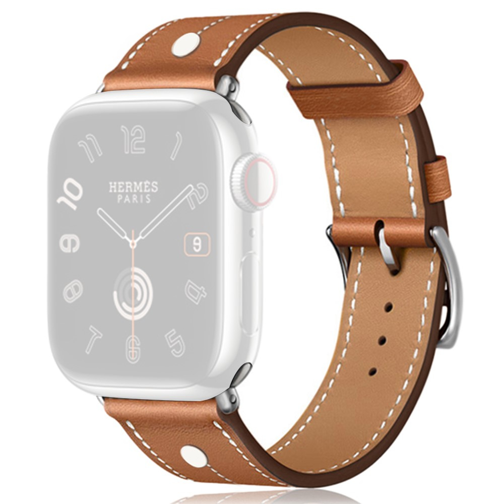 Apple Watch (49/46/45/44 mm) Echtleder Armband mit Dornschliesse (Gelenkumfang: 130-210mm) - Braun