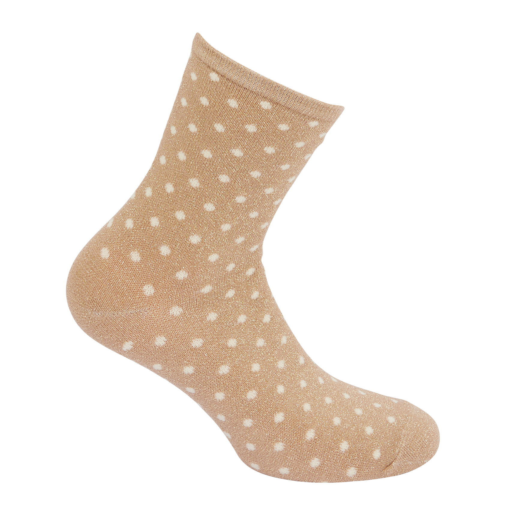 Chaussettes pailletées à pois en coton mélangé | Beige