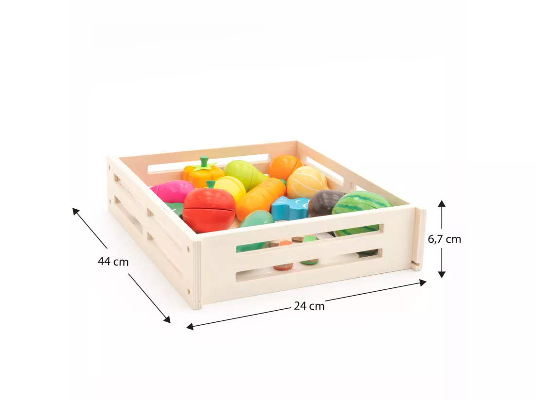 Dinette Plateau d'Aliments pour Enfants Montessori Robincool Eco Fruit en Bois Écologique 17 accessoires magnétisés