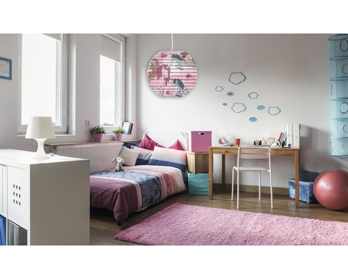 Kinderkamerlamp, papieren ballon eenhoorn, roze/wit, Ø 40 cm, zonder fitting en ophanging