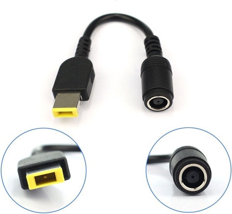 Adapterkabel - Zwart - Voor Lenovo ThinkPad Lader - 0,15 meter