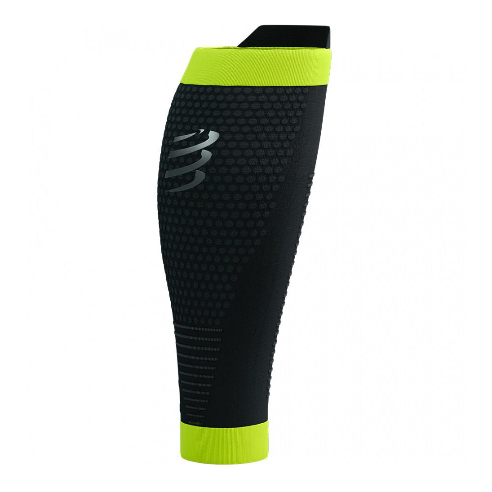 Compressport R2 3.0 FLASH - Manchon de compression black/fluo yellow