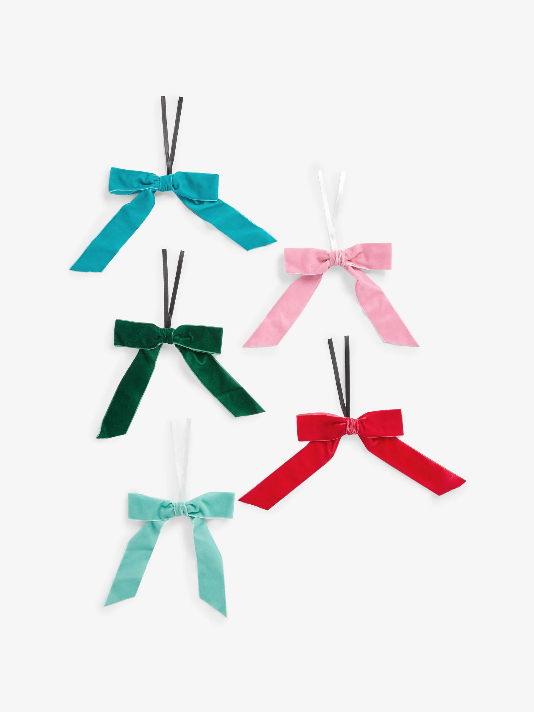 Set van 5 fluwelen strik kerstballen