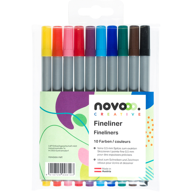 novooo Fineliner 0,5 mm, 10 Stück, assortiert