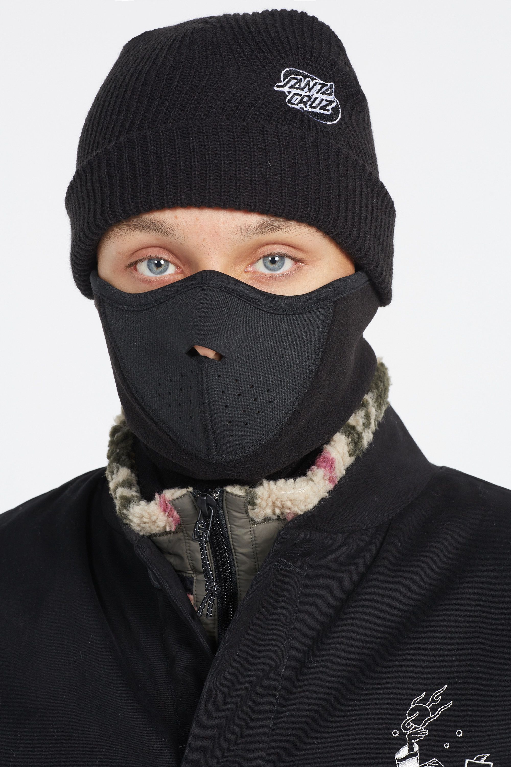 SANTA CRUZ Bonnet Mono Lined Oval Dot Beanie Noir