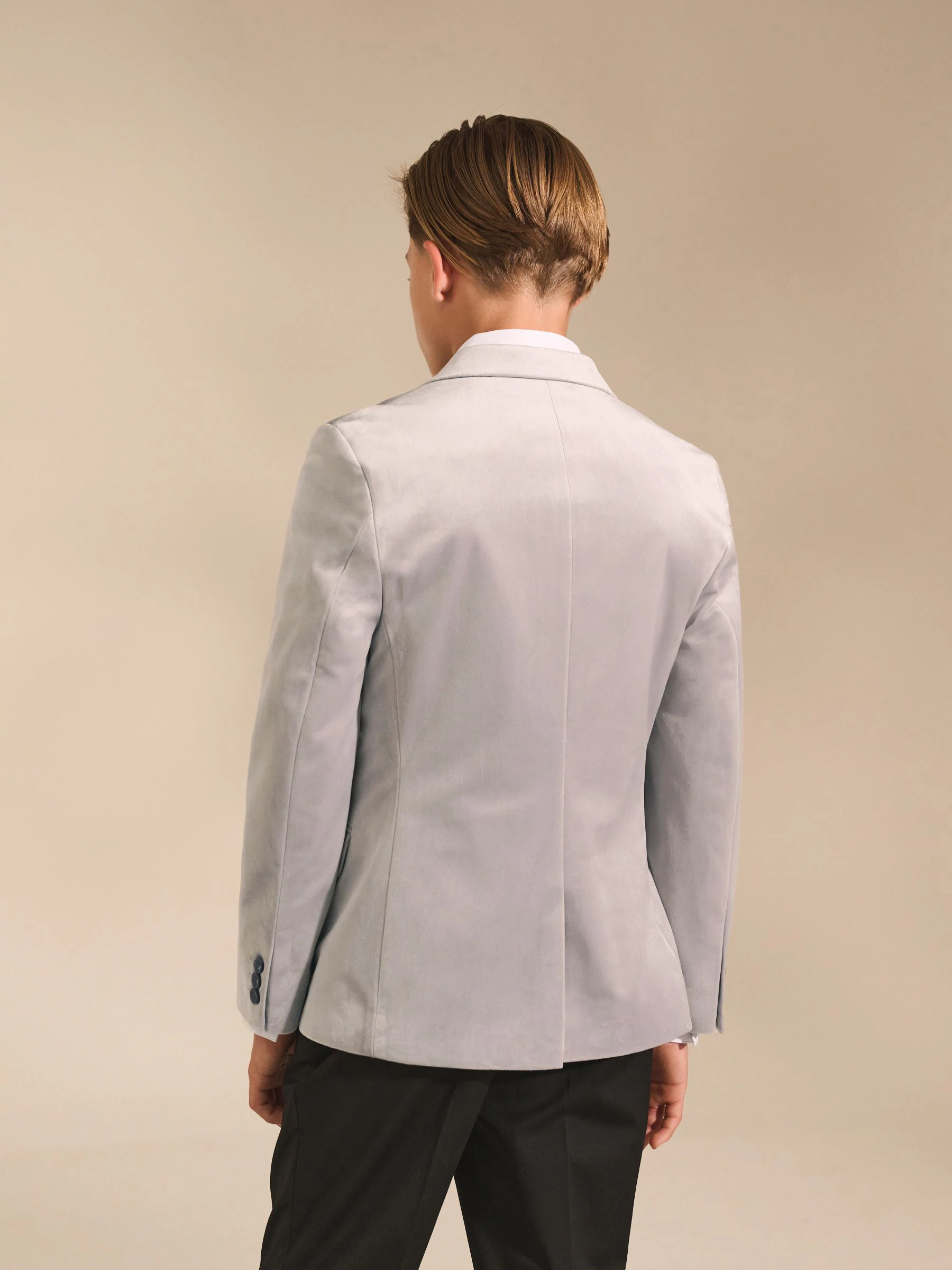 Lichtgrijs - Fluwelen blazer (3 - 16 jr)
