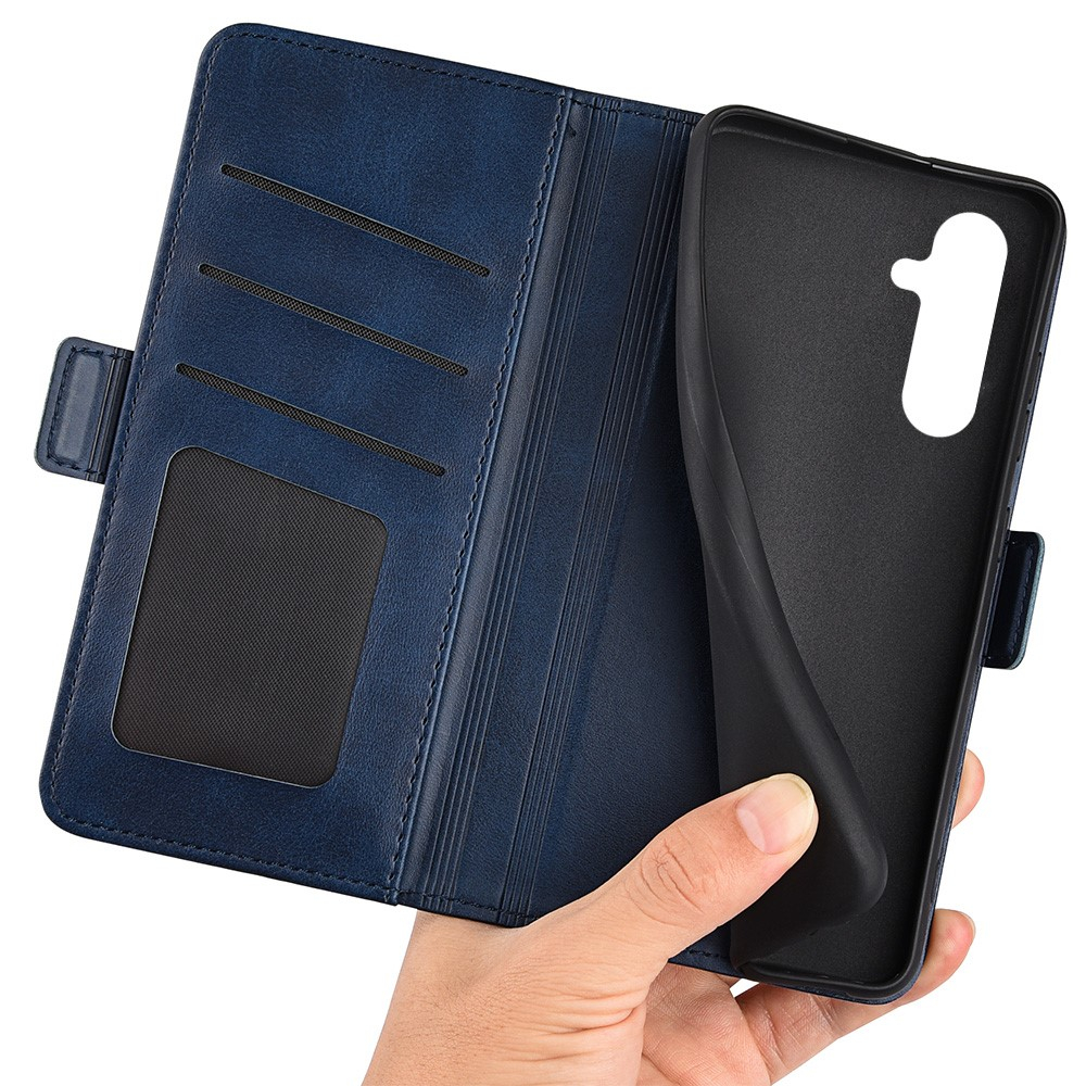 Samsung Galaxy A54 5G Vintage Leder Tasche Flip Cover Fashion Design - Blau