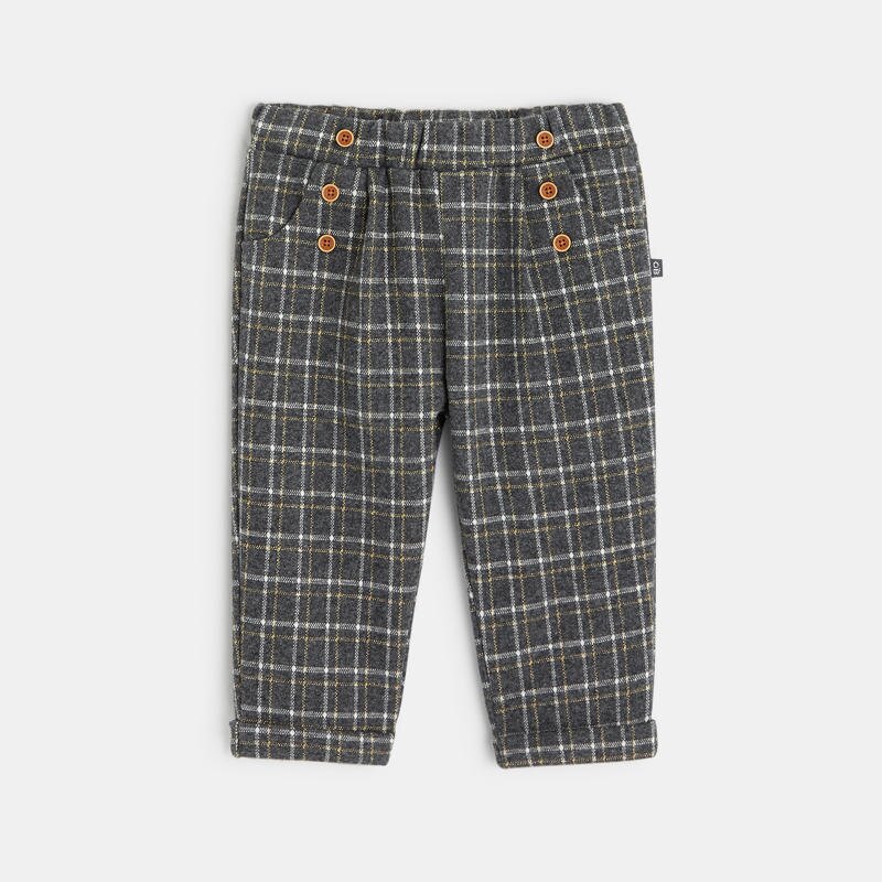 Pantalon carreaux fantaisie effet pont gris bébé fille Gris ou noir