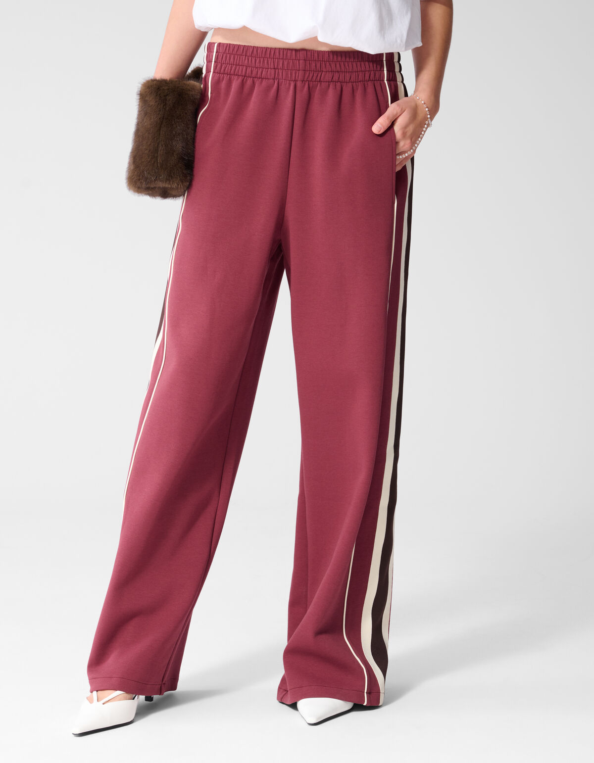 Sporty Tape Wide Leg Fit Broek Donkerrood