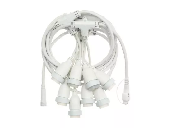 Kit Guirlande Waterproof 5.5m Blanche + 8 Ampoules LED E27 G45 3W de Couleurs Orange