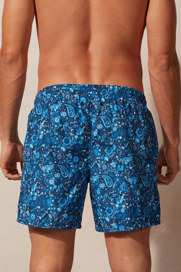 Maiô boxer azul com estampa de cashmere