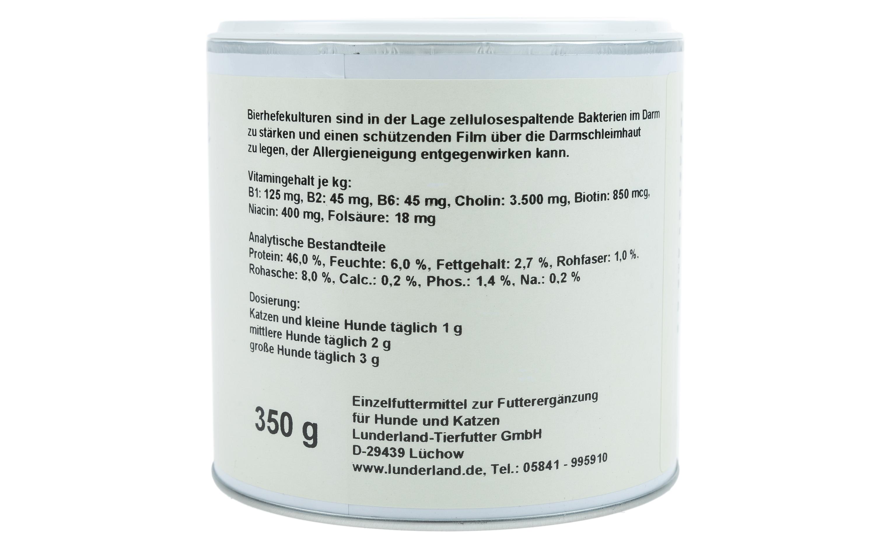 Hunde-Nahrungsergänzung Bierhefe, 350 gErgänzungsfuttermittel für Hunde und Katzen