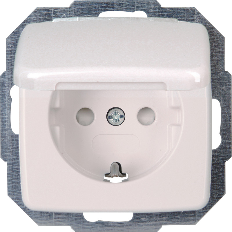 Kopp Rivo wandcontactdoos RA m/deksel KV inbouw Glanzend wit RAL 9010