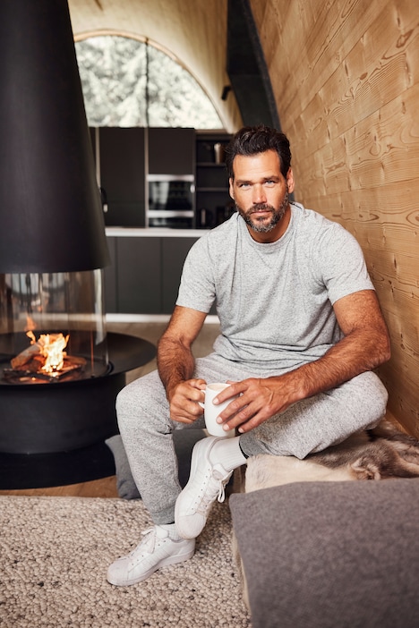 Sweathose, Homewear, Melangesweat, Elastikbund, Gesäßtasche