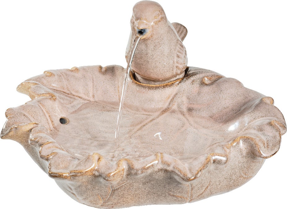 Lumineo waterornament vogelbad beige 40,5 x 39,5 x 21 cm