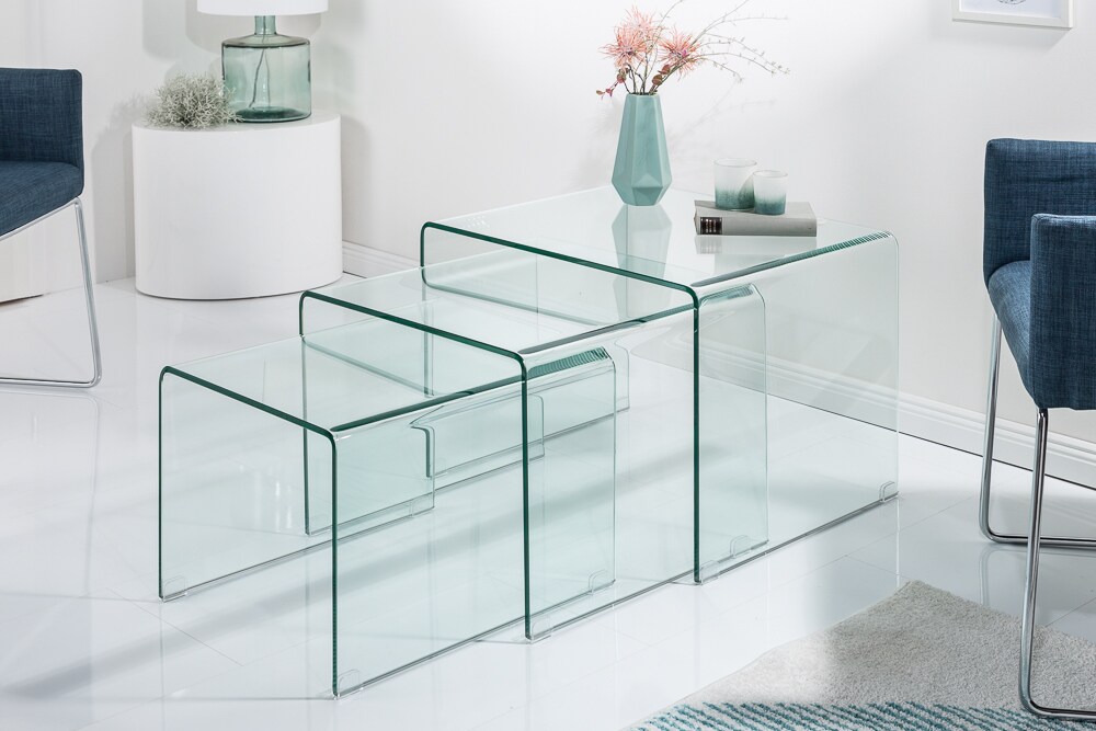 riess-ambiente Couchtisch FANTOME -60cm Beistelltische transparent 3er Set Glas