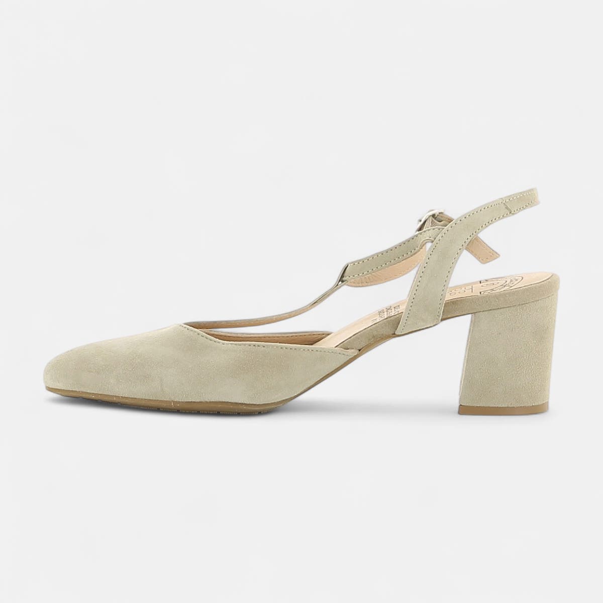 Escarpins avec bride arrière à talon Femme en cuir beige