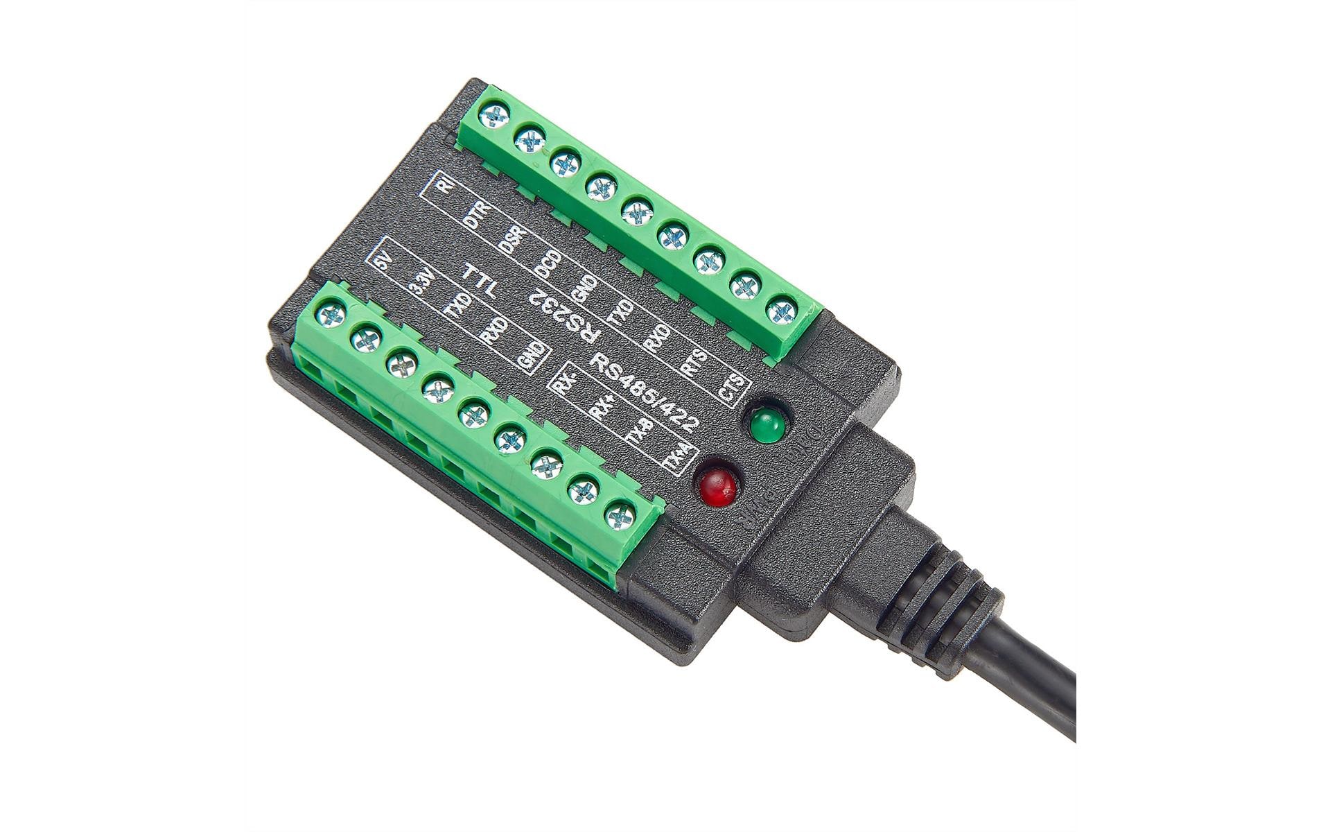 Schnittstellenkabel USB EX-13003USB zu 1S Seriell RS-232/422/485/TTL Kabel mit Terminal Block, 1.0 m (FTDI Chipsatz)