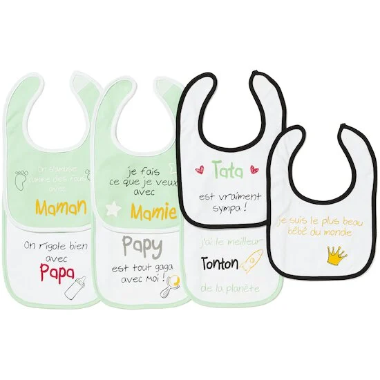 Lot de 7 bavoirs semainiers Famille   vert jade        de               Formula Baby