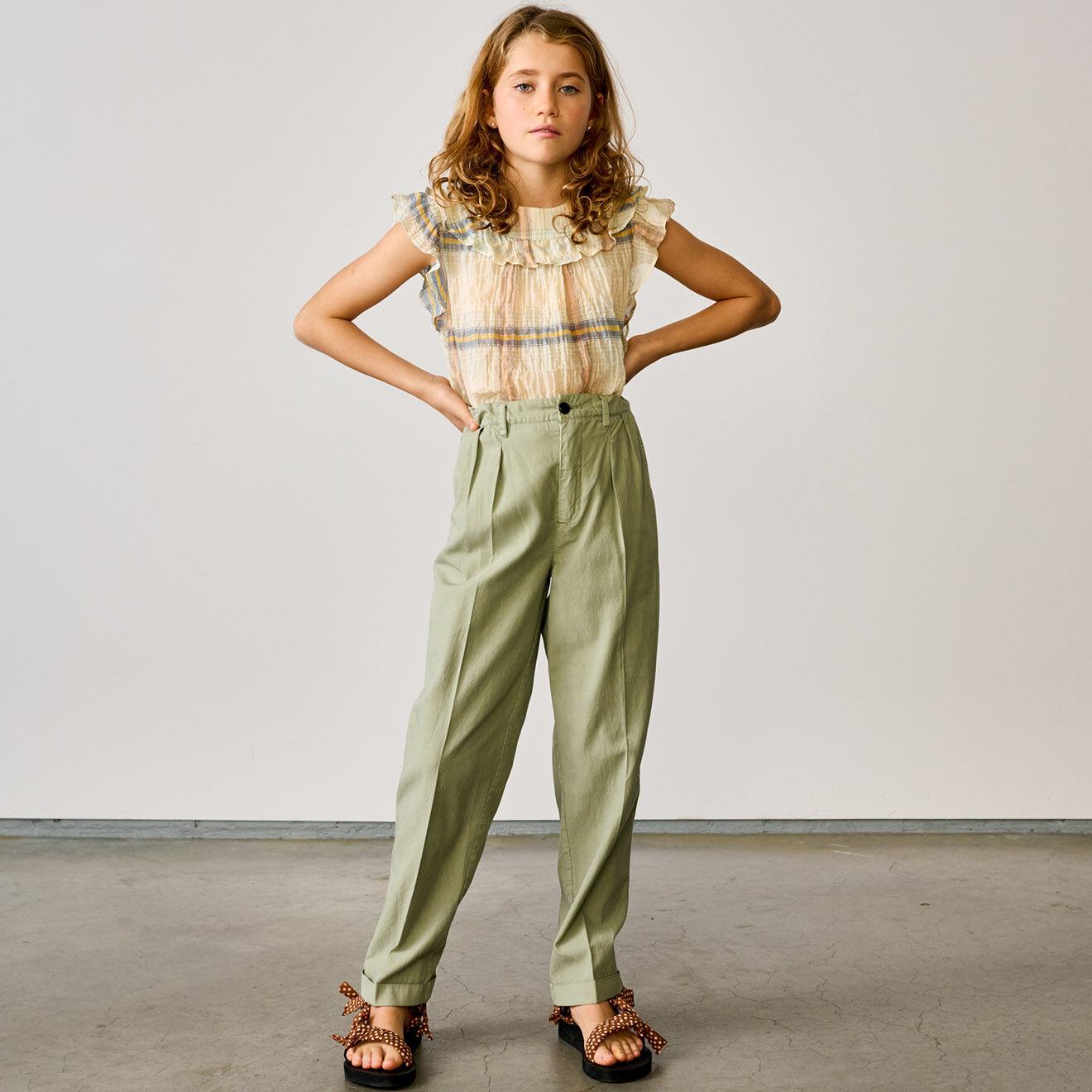 Bellerose Pantalon Peace en Coton mélangé vert clair