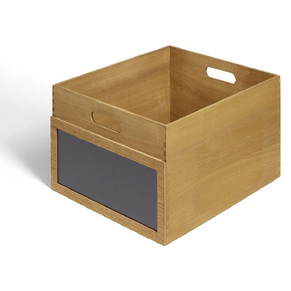 Bac de rangement bois et ardoise 39xH23x33cm Taille L